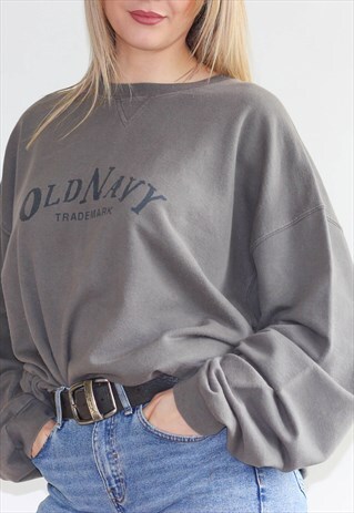 80'S VINTAGE OVERSIZED SLOUCHY PASTEL GREY OLD NAVY JUMPER