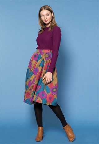 PURPLE RUFFLE NECK SWEATER
