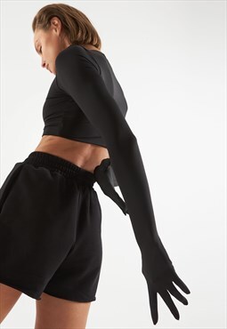 Crop top with gloves in black