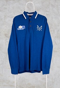 Crew Clothing Co Rugby Polo Shirt Long Sleeve Blue Large