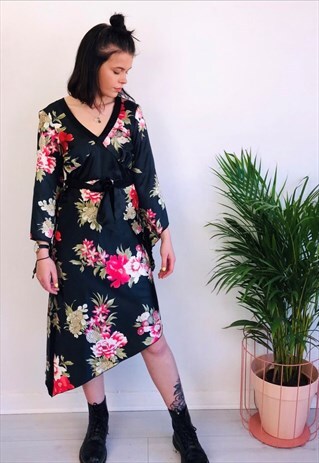 VINTAGE 90S KIMONO STYLE MIDI DRESS