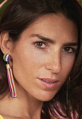 DROP EARRINGS WITH MULTICOLOURED BEADS