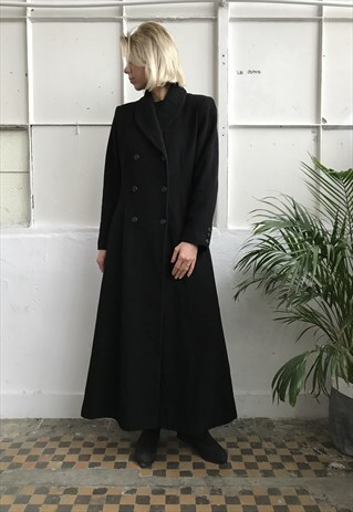 VINTAGE 80' BEAUTIFUL AMAZING BLACK CASHMERE WOOL COAT