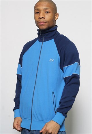 VINTAGE PUMA LOGO TRACK TOP JACKET BLUE