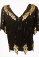 VINTAGE BLACK AND GOLD SEQUIN TOP
