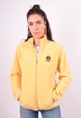 RALPH LAUREN WOMENS VINTAGE FLEECE JACKET MEDIUM YELLOW 90'S