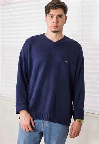 VINTAGE TOMMY HILFIGER SWEATER JUMPER LOGO 90S XL 28.4