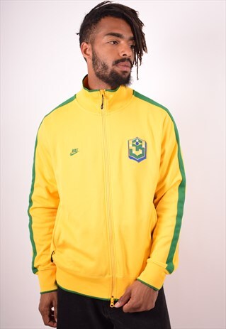 NIKE MENS VINTAGE BRASIL TRACKSUIT TOP JACKET LARGE 90S