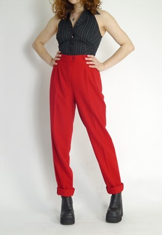 VINTAGE 80S RED HIGH WAISTED TROUSERS