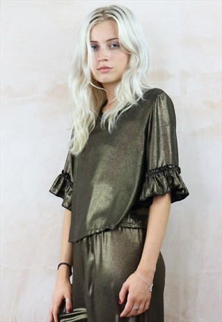 BRONZE SHIMMER FRILL TOP