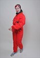 WOMEN ONE PIECE SKI SUIT, RETRO RED FULL SNOW SUIT FOR HER