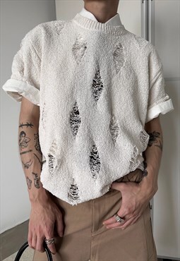 Men's Design brushed hole knit sweater S VOL.2