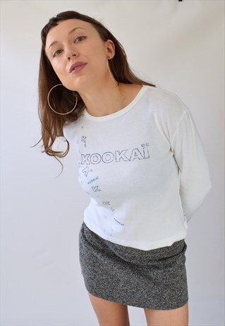 VINTAGE 90S Y2K SPELL OUT MONOGRAM KOOKAI LONG SLEEVED TOP