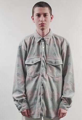 VINTAGE 80'S PASTEL PRINT FLEECE SHIRT