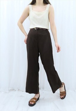 80s Vintage Brown High Waisted Trousers