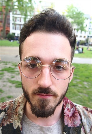 ROSE GOLD CLEAR LENS UNISEX ROUND GLASSES