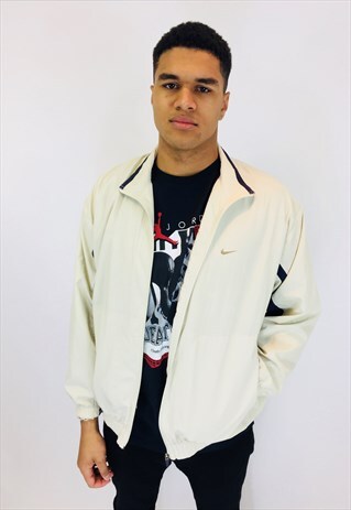 NIKE CREAM EMBROIDERED SWOOSH JACKET