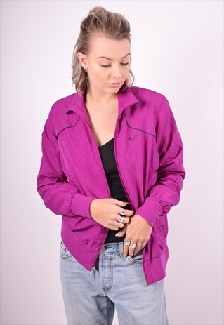 NIKE WOMENS VINTAGE TRACKSUIT TOP JACKET LARGE PURPLE 90'S