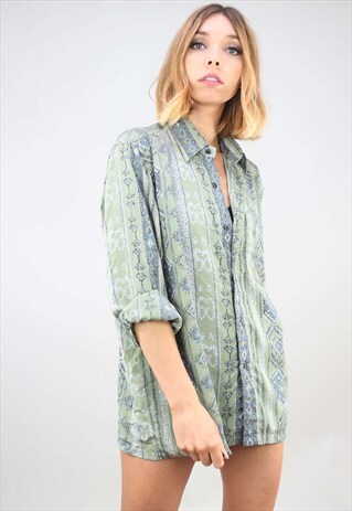 VINTAGE OVERSIZED LONG SLEEVE PATTERNED SHIRT
