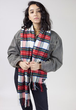 VINTAGE MULTICOLOURED PLAID SCARF
