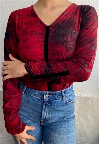 VINTAGE 90'S LONG SLEEVE VELVET TOP