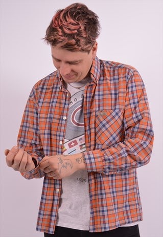 CALVIN KLEIN MENS VINTAGE SHIRT LARGE ORANGE CHECK 90S