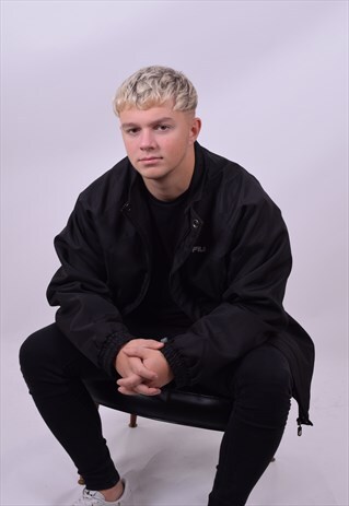 VINTAGE 90'S BLACK FILA COAT JACKET SIZE X LARGE