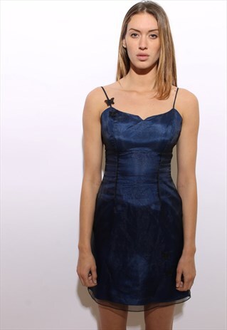 VINTAGE 1990'S 90'S BUTTERFLY APPLIQUE SPARKLE DRESS S-M