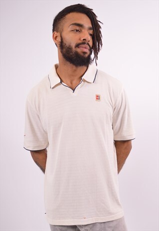 NIKE MENS VINTAGE POLO SHIRT MEDIUM WHITE 90S