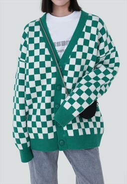 Women's retro checkerboard knit cardigan SS2022 VOL.2