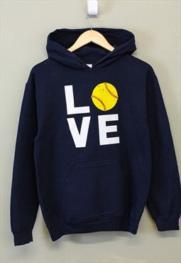 Vintage Love Baseball Hoodie Navy With Graphic 90s