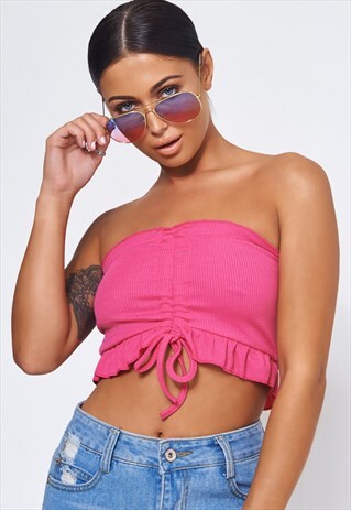CARLY HOT PINK CROP TOP