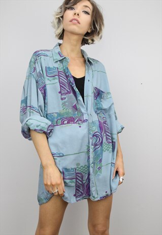 VINTAGE 80S/90S OVERSIZED PATTERNED SHIRT