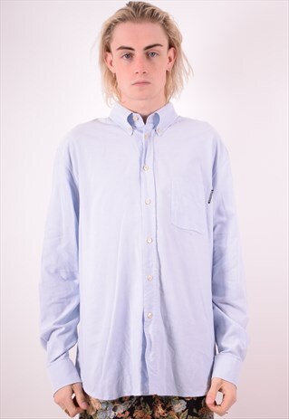 VALENTINO MENS VINTAGE SHIRT XXL BLUE 90S