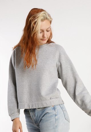VINTAGE CHAMPION CROPPED SWEATSHIRT GREY Z1573