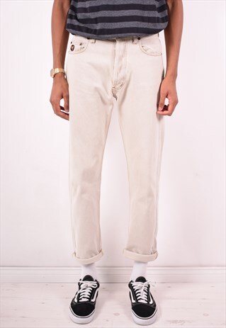 AVIREX MENS VINTAGE JEANS W30 L30 BEIGE 90S