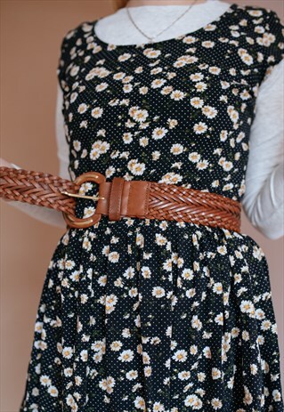 VINTAGE 70S BROWN WIDE BUCKLE BELT
