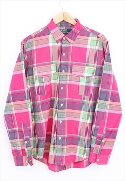 Vintage Polo Ralph Lauren Check Shirt Pink Multi Button Up 