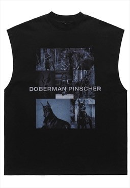 Doberman tank top surfer vest Pinscher sleeveless t-shirt