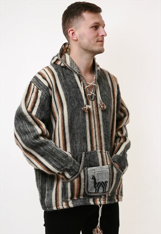 ALPACA WOOL VINTAGE HOODED HOODIE 18064