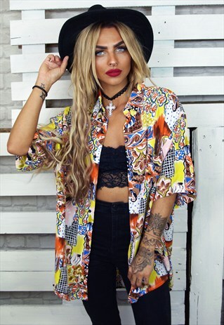 FUNKY ABSTRACT PRINT SHORT SLEEVED VINTAGE SHIRT