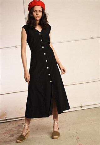 90'S RETRO MINIMALIST PARIS CHIC FESTIVAL MIDI DRESS