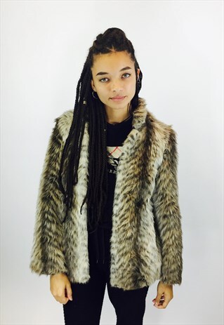 VINTAGE 80S FAUX FUR COAT