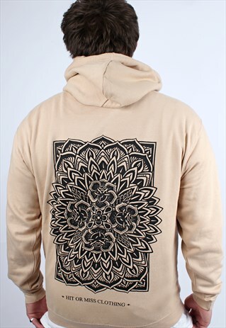 ROSE MANDALA BEIGE PULLOVER HOODIE