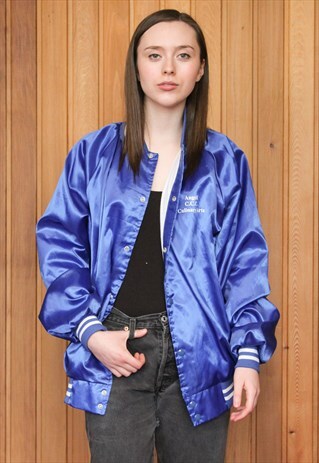 VINTAGE 1980S BLUE BASEBALL JACKET