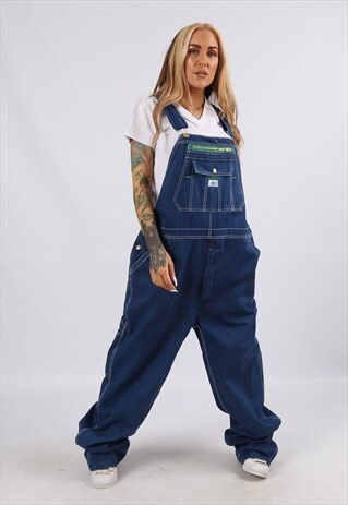 VINTAGE USA LIBERTY DENIM DUNGAREES WIDE UK 18 2XL (J51F)