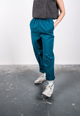VINTAGE 1990S BLUE HIGH-WAISTED TROUSERS