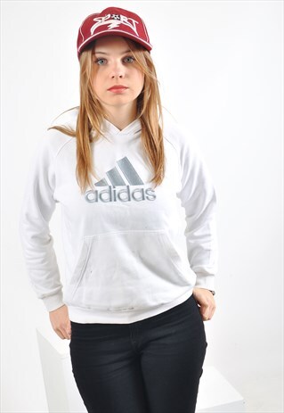 VINTAGE 90'S ADIDAS HOODIE IN WHITE