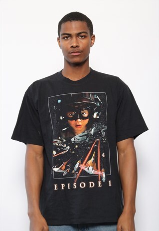 VINTAGE STAR WARS EPISODE 1 PRINT T-SHIRT BLACK