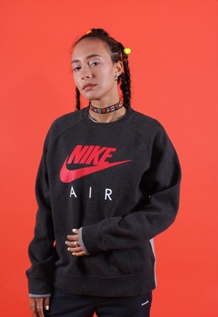 NIKE AIR ASPHALT GREY, RED AND WHITE PRINTED SWEATSHIRT